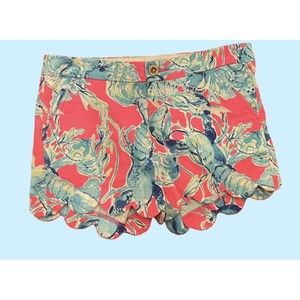 Lilly‎ Pulitzer Lobsters in Love Buttercup Scalloped Shorts Size 0